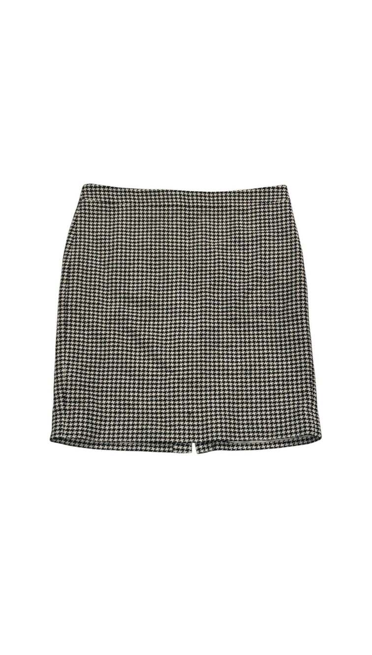 J.Crew The Pencil Skirt in Black and White Houndstooth Wool Blend